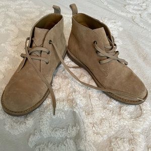 Boys Lands End Tan Suede Dress Boots, Size 4